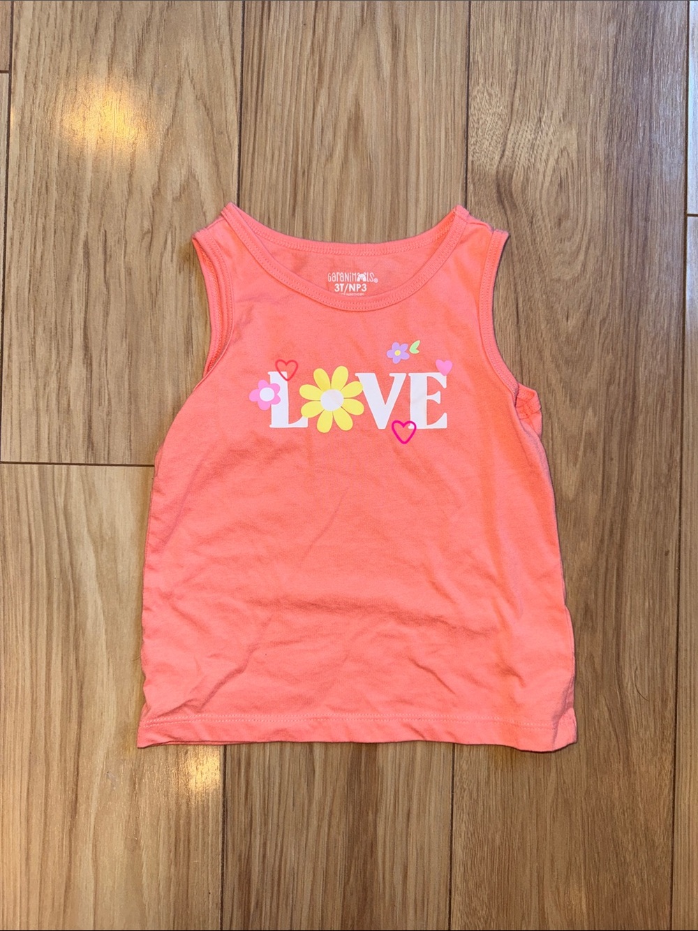 Garanimals Coral Tank Top with 'LOVE' Flower Graphic
